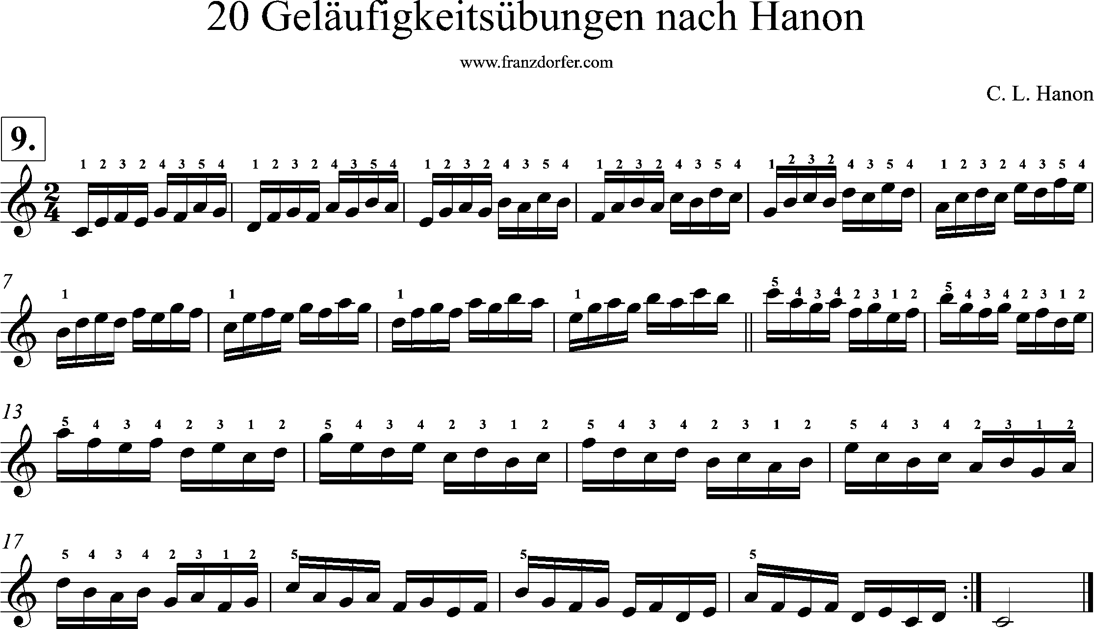 Akkordeonnoten, Hanon geläufigkeitsübungen, Nr-09